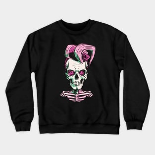 Fun Pink Rockabilly Skeleton Crewneck Sweatshirt